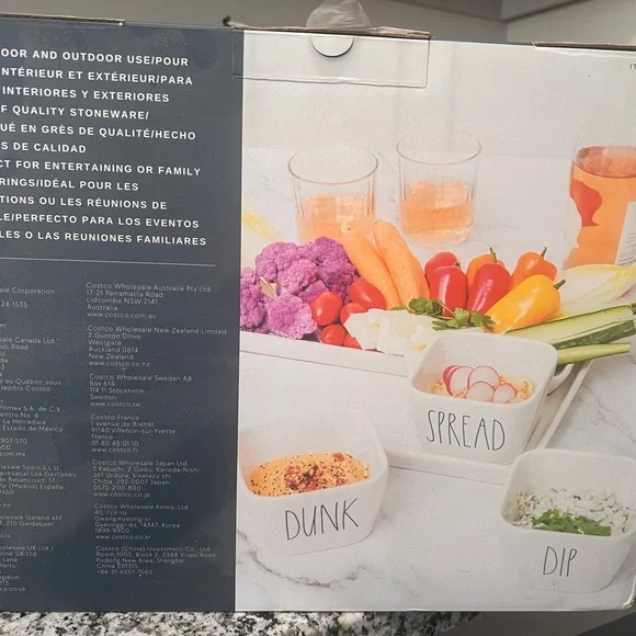 Rae Dunn White Serve Tray with Spread, Dip, Dunk Bowls - Picture 3 of 4